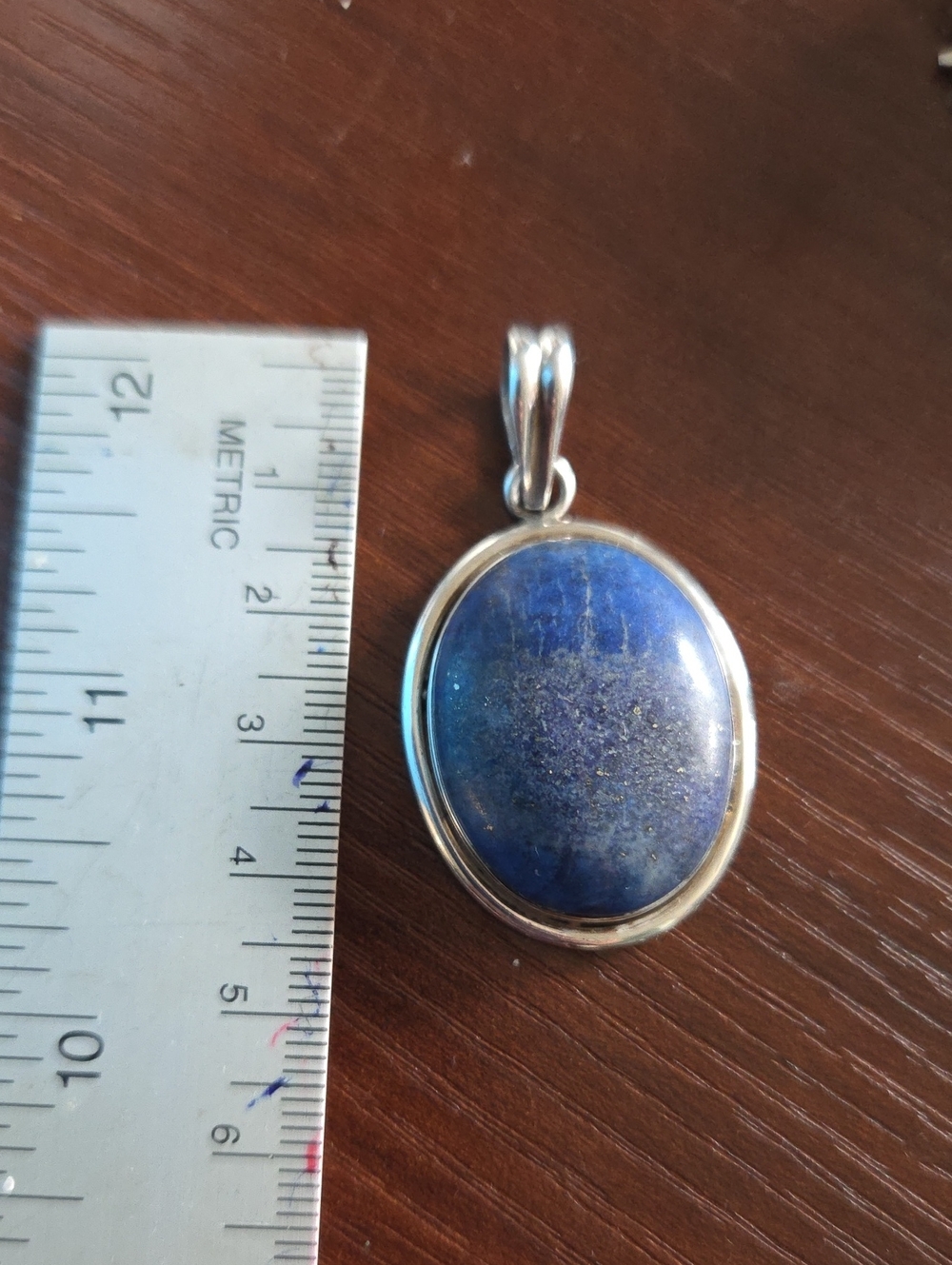 Lapis Lazuli Oval Sterling Silver Pendant - Deep Blue